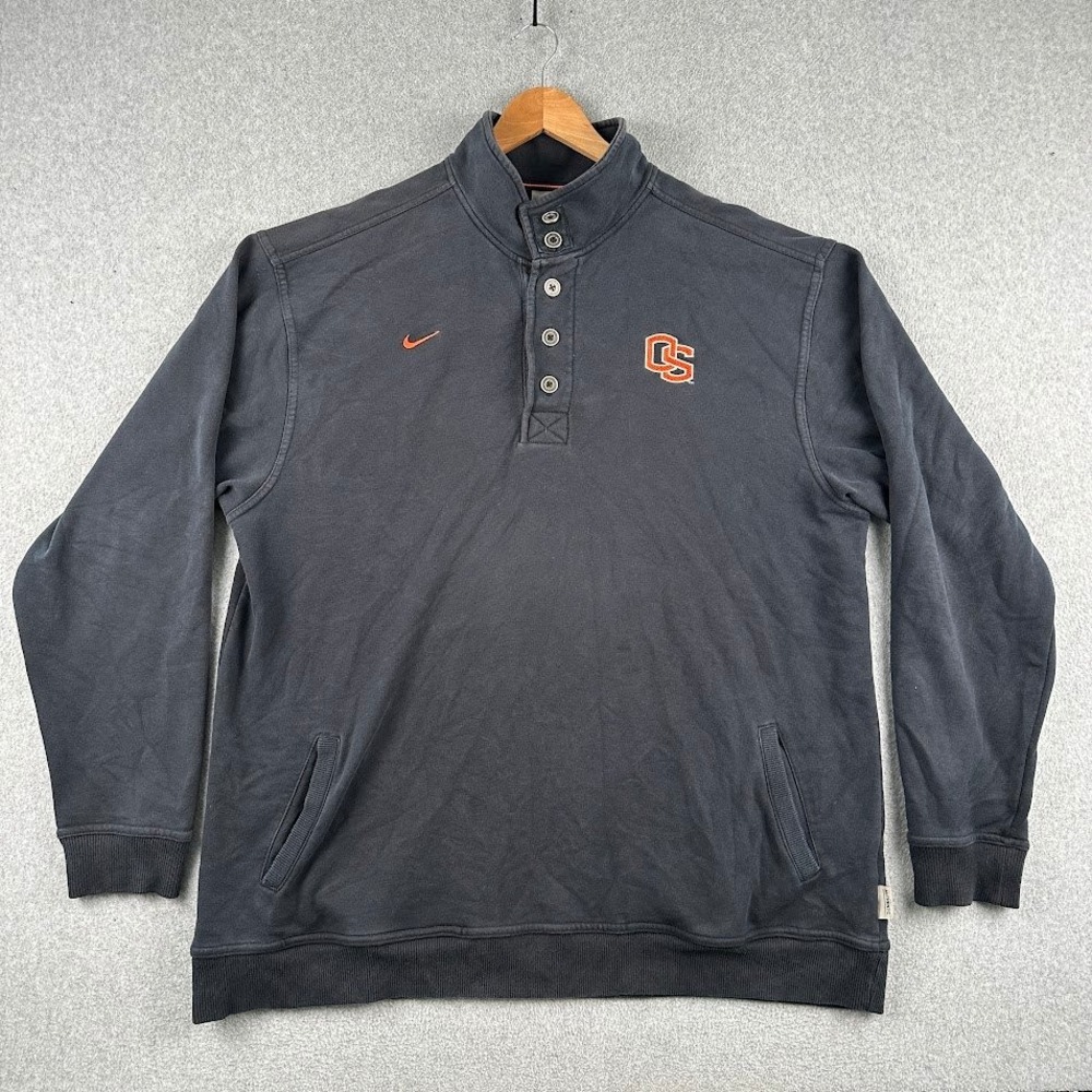 Nike Sweatshirt Mens XXL Black Nike Team Henley Button Oregon State Beavers